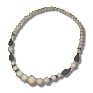 Vintage Cream & Taupe Beaded Necklace